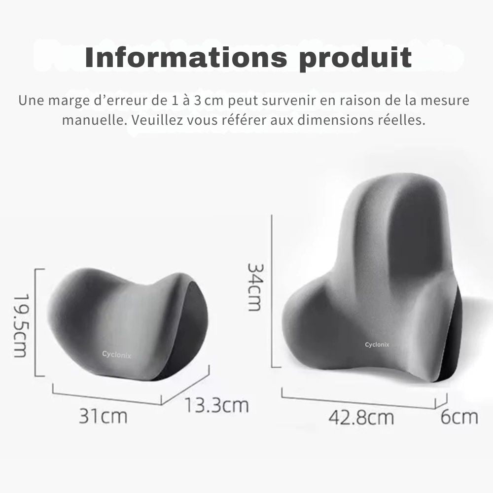 Oreiller ergonomique voiture – Soulage la nuque et le dos