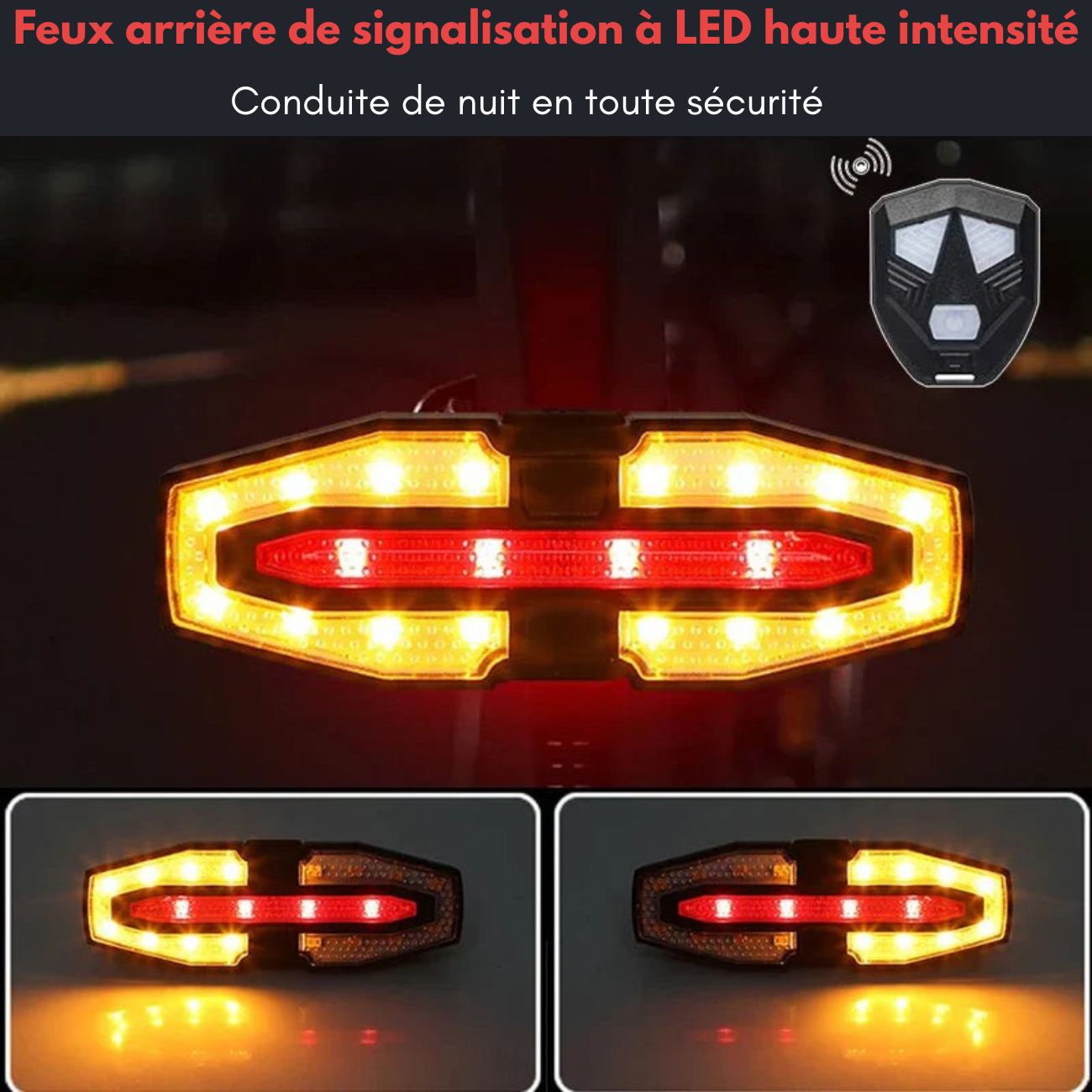 Feu arrière clignotant vélo – Télécommande sans fil & visibilité renforcée | Lumivelo™