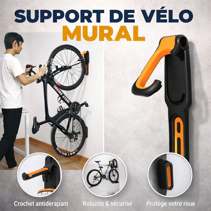 Support vélo mural ajustable CycloFix™ fixation murale sécurisée